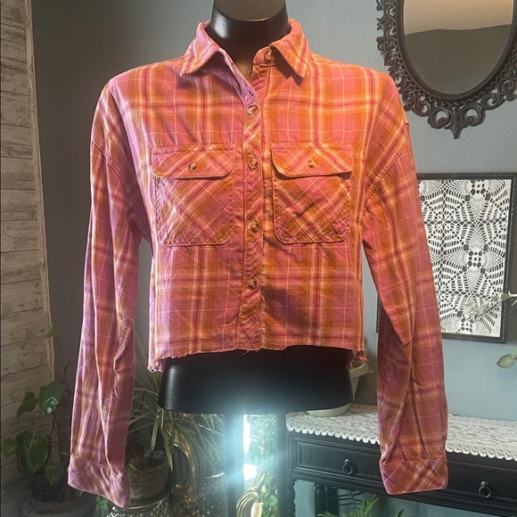 wild fable Tops - Wild Fable Purple and brown Plaid Crop Top